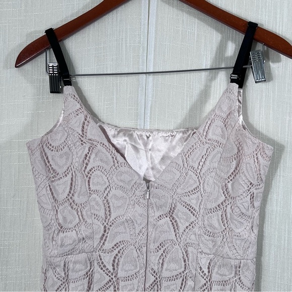 Milly Satin Lined Pink Crochet Event Party Evening Dress Size 6 - Picture 10 of 13